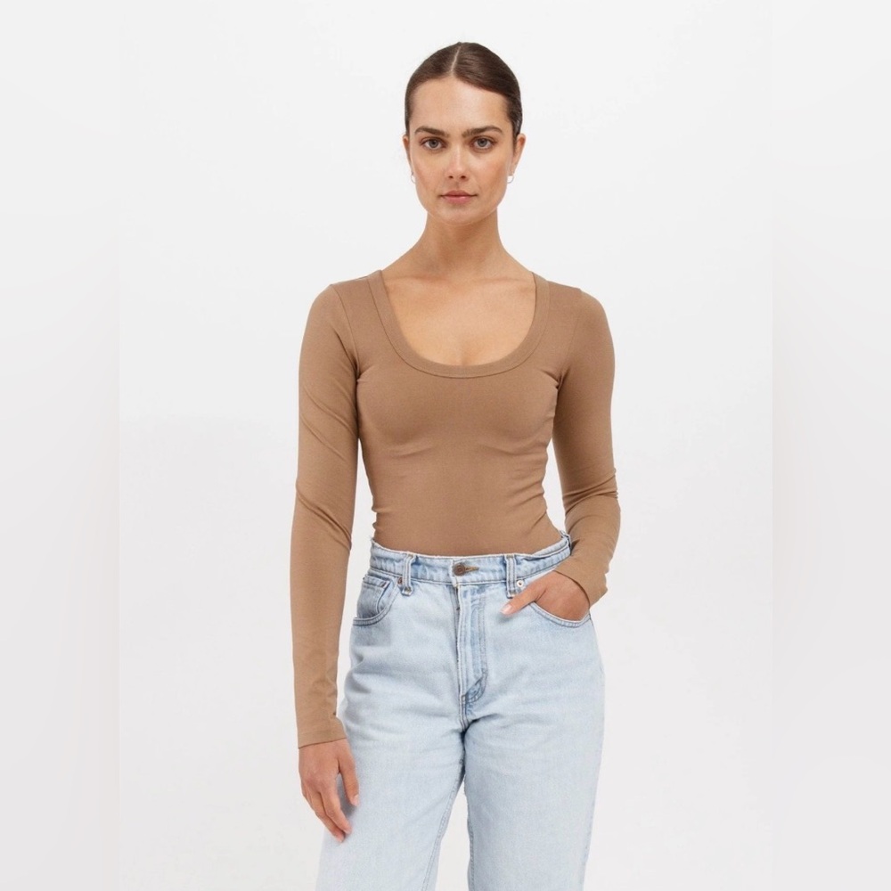 Abercrombie & Fitch | Brown Rib Long Sleeve Top